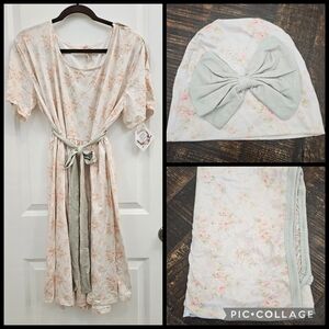 Sage Floral Nursing Gown Set